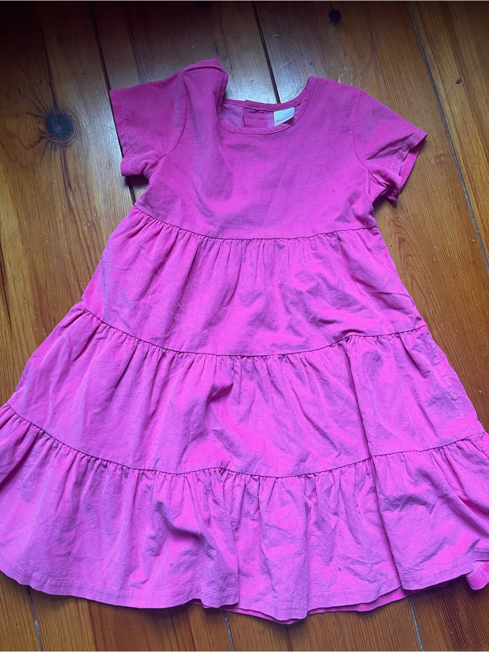 Hanna Andersson Bright Pink Tiered Short-Sleeve Dress